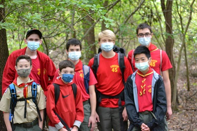 Scouts wearing masks